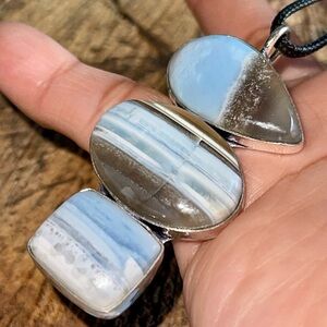 Blue Owyhee Opal Pendant 2 1/2”